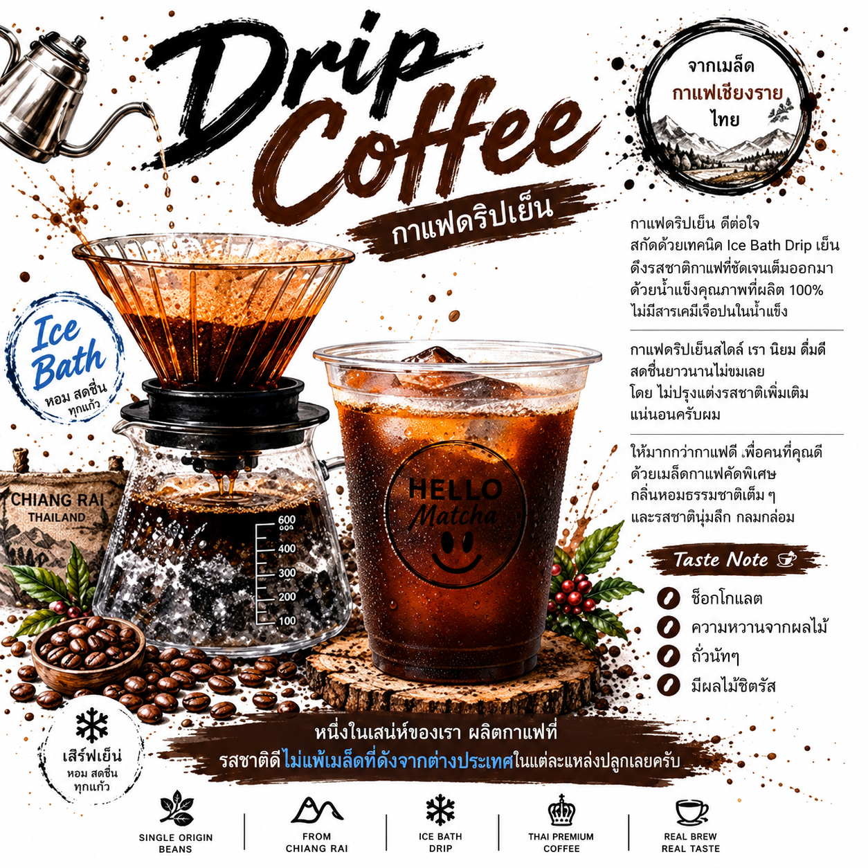 Drip Coffee กาแฟอาราบิก้าเชียงรายดริปเย็น